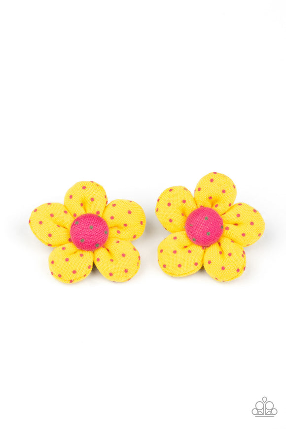 Polka Dotted Delight Yellow ✧ Flower Hair Clip Flower Hair Clip Accessory