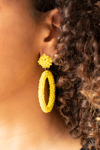Earrings Post,Earrings Seed Bead,Yellow,Be All You Can BEAD Yellow ✧ Seed Bead Post Earrings