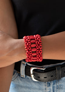 Bracelet Stretchy,Bracelet Wooden,Red,Wooden,Fiji Flavor Red  ✧ Bracelet