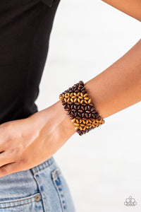 Bracelet Stretchy,Bracelet Wooden,Brown,Wooden,Island Expression Brown  ✧ Bracelet
