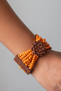 Bracelet Stretchy,Bracelet Wooden,Brown,Orange,Wooden,Tropical Sanctuary Orange ✧ Bracelet