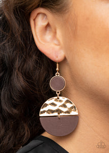 Brown,Earrings Fish Hook,Earrings Wooden,Gold,Natural Element Gold ✧ Wood Earrings
