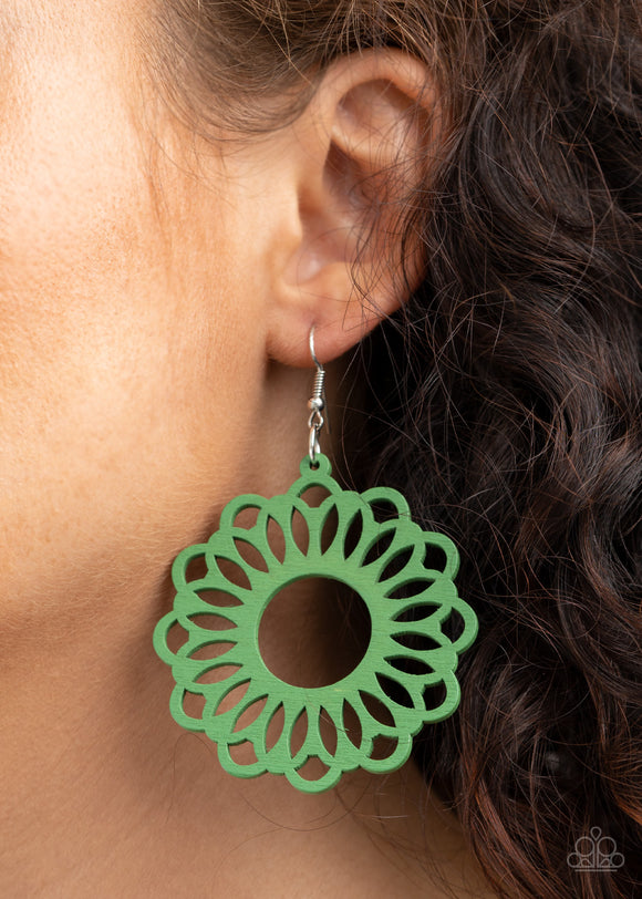 Dominican Daisy Green ✧ Wood Earrings Earrings