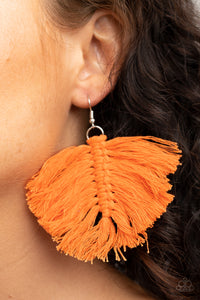 Earrings Fish Hook,Earrings Fringe,Earrings Macramé,Macramé,Orange,Macramé Mamba Orange ✧ Macrame Fringe Earrings
