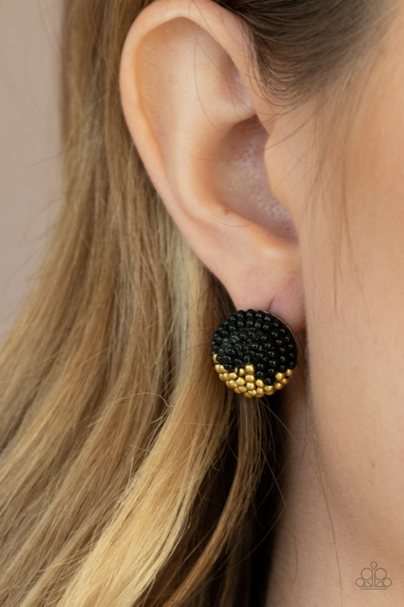 As Happy As Can BEAD Black ✧ Seed Bead Post Earrings Post Earrings