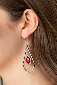 Cat's Eye,Earrings Fish Hook,Red,Ethereal Elegance Red ✧ Earrings