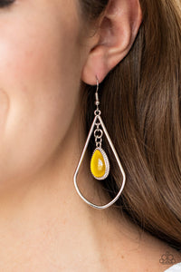 Cat's Eye,Earrings Fish Hook,Yellow,Ethereal Elegance Yellow ✧ Earrings