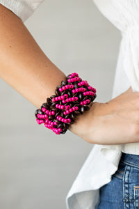 Bracelet Stretchy,Bracelet Wooden,Brown,Pink,Wooden,Cozy in Cozumel Pink  ✧ Bracelet