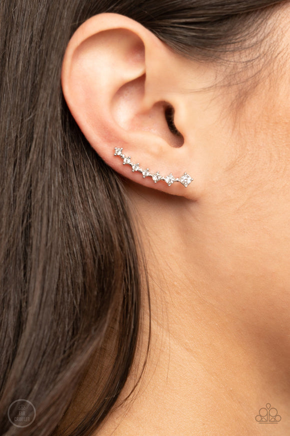 New Age Nebula White ✧ Ear Crawler Post Earrings Ear Crawler Post Earrings