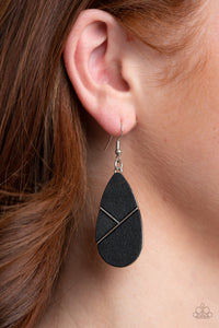 Black,Earrings Fish Hook,Earrings Wooden,Wooden,Sequoia Forest Black ✧ Wood Earrings