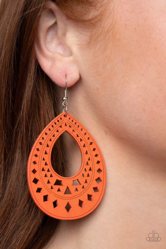 Belize Beauty Orange ✧ Wood Earrings Earrings