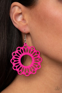 Earrings Wooden,Pink,Wooden,Dominican Daisy Pink ✧ Wood Earrings