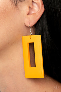 Earrings Fish Hook,Earrings Wooden,Wooden,Yellow,Totally Framed Yellow ✧ Wood Earrings