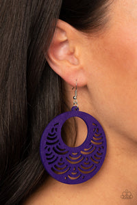 Earrings Fish Hook,Earrings Wooden,Purple,Wooden,SEA Le Vie! Purple ✧ Wood Earrings