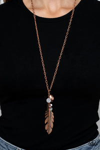 Copper,Necklace Long,Feather Flair Copper ✨ Necklace
