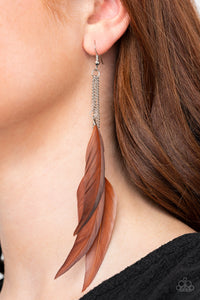 Brown,Earrings Feather,Earrings Fish Hook,West Side Western Brown ✧ Feather Earrings