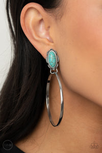 Blue,Earrings Clip-On,Turquoise,At Long LASSO Blue  ✧ Clip-On Earrings