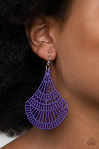 Earrings Fish Hook,Earrings Wooden,Purple,Wooden,Tropical Tempest Purple ✧ Wood Earrings