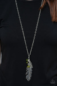 Green,Necklace Long,Feather Flair Green ✨ Necklace