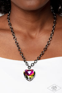 Black Diamond Exclusive,Favorite,Hearts,Necklace Short,Oil Spill,Valentine's Day,Flirtatiously Flashy Multi ✧ Oil Spill Heart Necklace