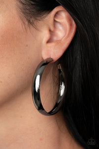 Black,Earrings Hoop,Gunmetal,BEVEL In It Black ✧ Hoop Earrings