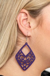 Earrings Fish Hook,Earrings Wooden,Purple,Wooden,VINE For The Taking Purple ✧ Wood Earrings
