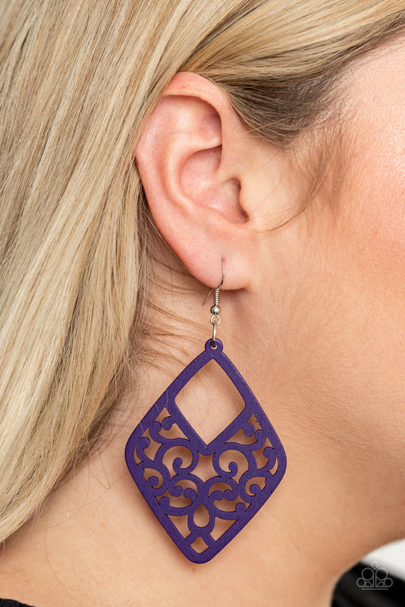 VINE For The Taking Purple ✧ Wood Earrings Earrings
