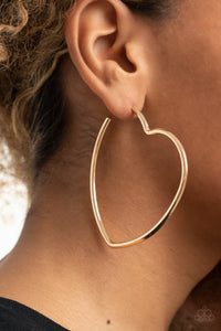 Earrings Hoop,Gold,Hearts,Heartbreaker Hustle Gold ✧ Heart Hoop Earrings