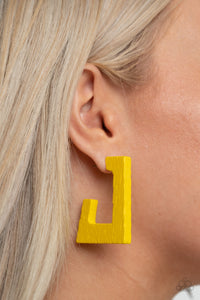 Earrings Hoop,Earrings Wooden,Wooden,Yellow,The Girl Next OUTDOOR Yellow ✧ Wood Hoop Earrings