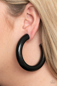 Black,Earrings Hoop,Earrings Wooden,Wooden,I WOOD Walk 500 Miles Black ✧ Wood Hoop Earrings