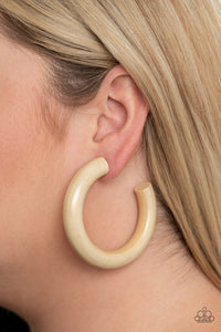 Earrings Wooden,White,Wooden,I WOOD Walk 500 Miles White ✧ Wood Hoop Earrings