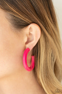 Earrings Hoop,Earrings Wooden,Pink,Wooden,Woodsy Wonder Pink ✧ Wood Hoop Earrings