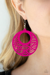Earrings Fish Hook,Earrings Wooden,Pink,Wooden,SEA Le Vie! Pink ✧ Wood Earrings