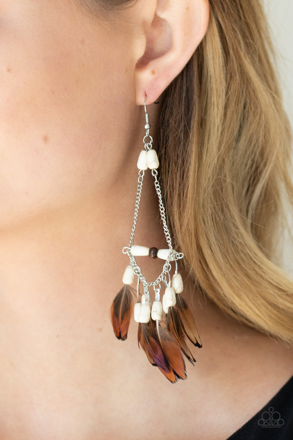Haute Hawk White ✧ Feather Wood Bead Earrings Earrings