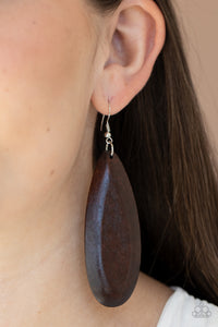 Brown,Earrings Fish Hook,Earrings Wooden,Wooden,Tropical Ferry Brown ✧ Wood Earrings