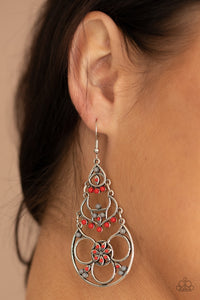 Earrings Fish Hook,Gray,Red,Garden Melody Red ✧ Earrings