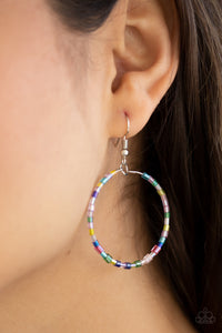 Earrings Fish Hook,Earrings Seed Bead,Iridescent,Multi-Colored,Colorfully Curvy Multi ✧ Seed Bead Earrings