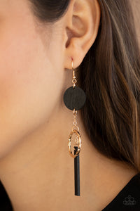 Black,Earrings Fish Hook,Earrings Wooden,Gold,Wooden,Raw Refinement Black ✧ Wood Earrings
