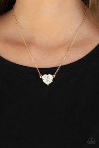 Gold,Mother,Necklace Short,Valentine's Day,She Works HEART For The Money Gold ✧ Necklace