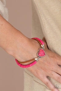 Bracelet Clasp,Hearts,Pink,Sets,Suede,Valentine's Day,Charmingly Country Pink  ✧ Bracelet