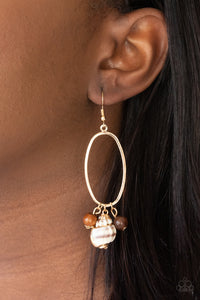Brown,Earrings Fish Hook,Gold,Golden Grotto Brown ✧ Earrings
