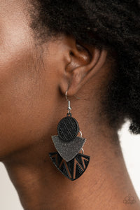 Black,Earrings Fish Hook,Jurassic Juxtaposition Black ✧ Earrings