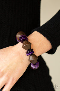 Bracelet Stretchy,Bracelet Wooden,Purple,Wooden,Bermuda Boardwalk Purple  ✧ Bracelet