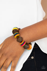 Bracelet Stretchy,Bracelet Wooden,Multi-Colored,Wooden,Bermuda Boardwalk Multi ✧ Bracelet