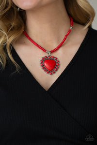 Necklace Short,Red,A Heart Of Stone Red ✧ Necklace