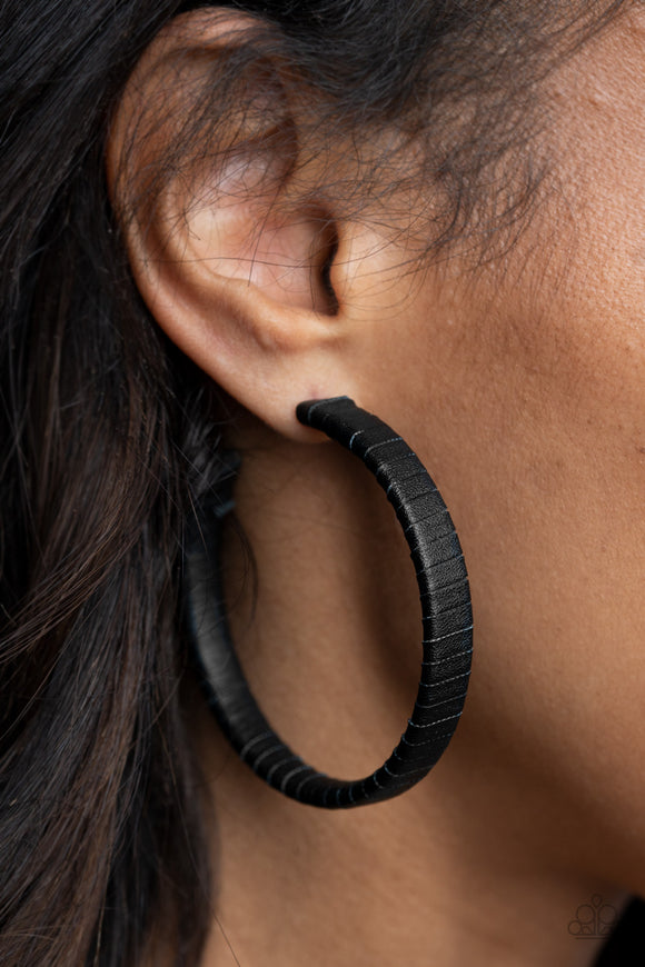 Leather-Clad Legend Black ✧ Leather Hoop Earrings Hoop Earrings