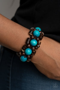 Blue,Bracelet Stretchy,Bracelet Wooden,Brown,Wooden,Tropical Temptations Blue ✧ Bracelet