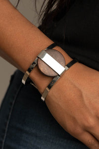 Bracelet Cuff,Brown,Silver,Wooden,Organic Fusion Brown ✧ Bracelet