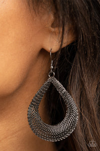 Black,Earrings Fish Hook,Gunmetal,A Hot MESH Black ✧ Earrings