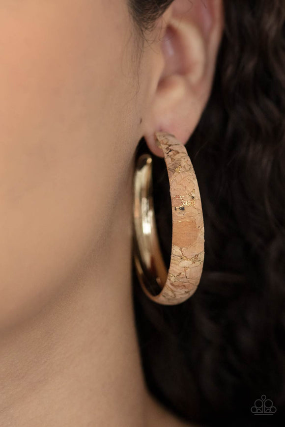 A CORK In The Road Gold ✧ Cork Hoop Earrings